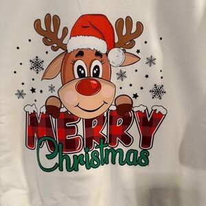 Gildan Merry Christmas White Sweatshirt Adult Size Large